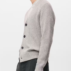 Cardigan en laine pour homme à col en V, manches longues, fermeture boutonnée, couleur unie, tricot anti-boulochage, épaisseur standard, idéal pour l'automne - Product Image 5