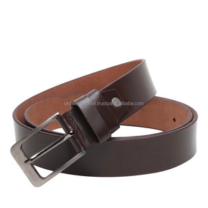 Ceinture homme classique artisanale en cuir tanné végétal pour jeans ou pantalon, boucle en laiton nickelé - Product Image 4