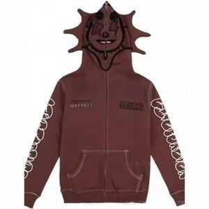 เสื้อสเวตเตอร์มีฮู้ดสีดำพร้อมซิปพิมพ์ลายการ์ตูนลายดวงตารูปดาวสตรีทแวร์ผู้ชายทรงพอดีตัวผ้าฝ้ายถักสำหรับฤดูใบไม้ร่วง - Product Image 6