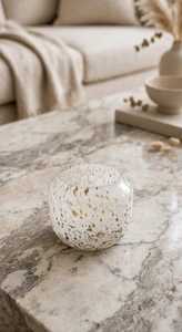 White Gold Speckled <b>Art</b> <b>Deco</b> Glass Table <b>Vase</b> Round Modern Luxury Centerpiece Bowl for Home Wedding Decor - Product Image 5