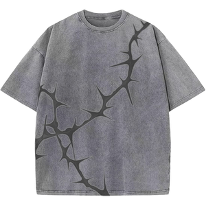Camiseta Oversize de Algodón para Hombre con Estampado de Cara y Diseño de Estrella Roja, Estilo Urbano, Manga Corta, Cuello Redondo, Ajuste Jersey - Product Image 4
