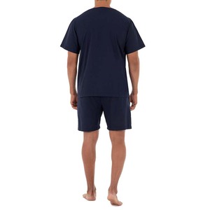 Men's Plus Size Navy Blue Short Sleeve Shirt Shorts <b>Set</b> Solid Color Casual Summer Wear <b>Knitted</b> Polyester Fabric new model 2026 - Product Image 5