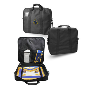 Masonic <b>Apron</b> Soft Case with Zipper Closure Gold Square Compass G Emblem Lightweight <b>Black</b> Provincial Soft case - Cordura - Product Image 1