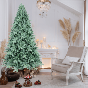 Albero di Natale Artificiale Premium Blu-Verde da 180 cm, 1390 Rami Misti in PE/PVC, Punte Realistiche con Filo di Memoria e Filo di Ferro, Foglie Incernierate - Product Image 5