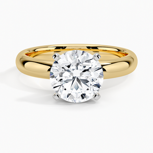 Anillo de Compromiso Solitario de 3mm con Ajuste Cómodo, Plata 925, Chapado en Oro de 14K, Moissanita con Engaste de Puntas - Product Image 1