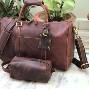 กระเป๋าเดินทางหนังลายละเอียดแบบวินเทจ รุ่น Weekender Duffle ขนาดใหญ่ ใส่สัมภาระได้เยอะ ปิดด้วยซิป รุ่น LDB-0213 - Product Image 1