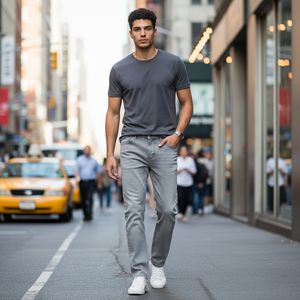 โรงงานผลิตกางเกงยีนส์เดนิมบังคลาเทศ กางเกงยีนส์สไตล์วินเทจทรงหลวมตรงสบายๆ ระบายอากาศได้ดี ซักได้ กางเกงผู้ชาย - Product Image 1