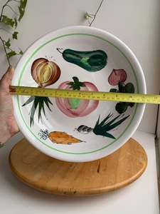 Hand Painted Ceramic <b>Pasta</b> Bowl with Artistic Vegetable Motif Wide Serving Design for Rustic Dining Presentation - Product Image 5