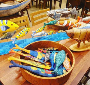 <b>Hand</b> Painted <b>Wooden</b> Fish Figurine Handmade Colorful Animal Shape Home Decor Ornament - Product Image 6