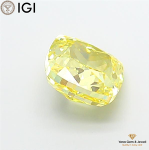 Diamant de laboratoire CVD 3,00 carats taille coussin avec certification IGI, clarté VS2, couleur jaune vif fantaisie pour bague élégante de soirée - Product Image 5