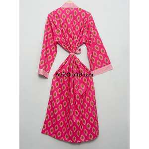 Bata Kimono Ecológica 100% Algodón Puro Lavable con Estampado Floral para Dama de Honor, Ropa de Dormir de Verano, Vestido Cómodo - Product Image 5