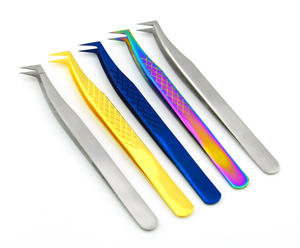 Pince à épiler professionnelle en acier inoxydable pour extensions de cils, à 45/75/90 degrés, en forme de L, avec pointe incurvée en éventail, Pakistan - Product Image 3