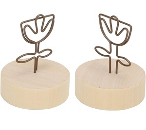 Wood And Metal Place Card Holder Flower Place Memo Clips Holder Place Clip Label And Tag Holder - Product Image 1