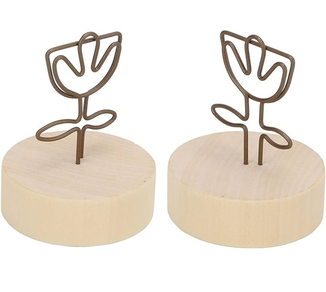 Wood And Metal Place Card Holder Flower Place Memo Clips Holder Place Clip Label And Tag Holder