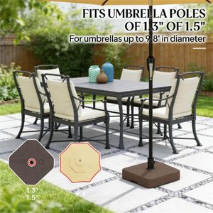 Base carrée marron pour parasol de terrasse, support de parasol extérieur avec base carrée - Product Image 3