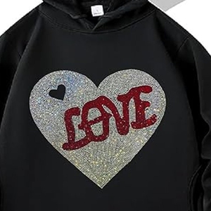Sweat-shirt décontracté pour femme INDEX, noir, avec imprimé cœur scintillant et sequins, pour l'automne - Product Image 3