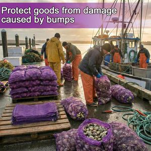 ถุงตาข่ายขนาดใหญ่สำหรับเก็บผลไม้ ถุงตาข่ายใส่หัวหอม ถุงเก็บผักแบบใช้ซ้ำได้พร้อมเชือกรูด ถุงใส่หัวหอมและมันฝรั่ง - Product Image 3