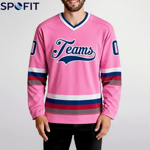 Jersey de Hockey sobre Hielo Personalizado 100% Poliéster, OEM, Alta Calidad, Venta al Por Mayor, Sublimación Personalizada, Secado Rápido, Manga Larga, Cuello en V - Product Image 5