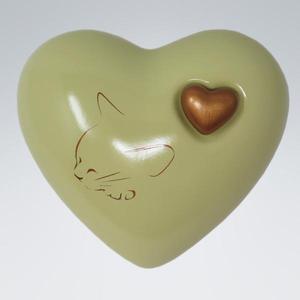 Urne commémorative pour cendres en laiton/aluminium, vert clair avec imprimé chat noir et mini cœur, pour cendres funéraires - Product Image 6