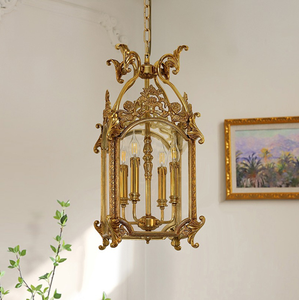 Lámpara de Araña de Cristal Dorado Antiguo, Lámpara de Techo Colgante de Lujo con Pantallas de Prisma para Decoración Interior de Villas y Hoteles - Product Image 3