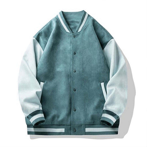 New Wool Varsity Letterman College <b>Jacket</b> <b>White</b> Sleeves Winter High Street Stand Collar Breathable Front Low - Product Image 1