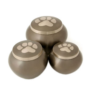 Urna clásica de metal con estampado de pata para cremación de mascotas, tarro de almacenamiento de cenizas funerarias hecho a mano, urnas Odyssey de Paw Printed - Product Image 3