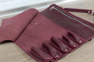 Ensemble de rouleaux à couteaux en cuir véritable de haute qualité et durable, sac de transport fonctionnel pour la protection des couteaux LKR-0300 - Product Image 3