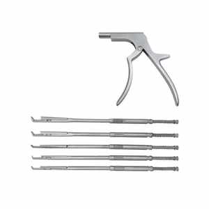 Kit d'instruments chirurgicaux orthopédiques Astrin pour chirurgie interlaminaire de la colonne vertébrale, comprenant un rongeur rotatif Kerrison - Product Image 1