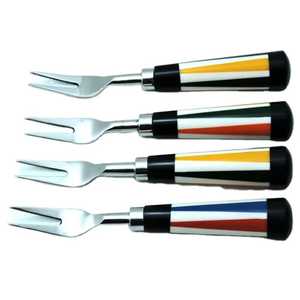 Juego de tenedores contemporáneos de acero inoxidable con mango de resina para bodas, eventos, restaurantes, hoteles, juego de accesorios de vajilla modernos. - Product Image 3