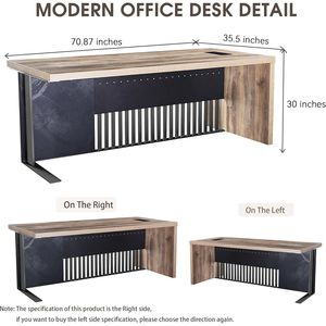 Bureau d'ordinateur exécutif en acier inoxydable, poste de travail moderne pour la maison et le bureau - Product Image 3