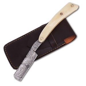 MORTAL SAGA Navaja de Afeitar Recta Ligera Personalizada de Acero de Damasco Hecha a Mano para Hombre, Cuchillas de Una Sola Hoja de Calidad Premium, Hueso de Camello - Product Image 5