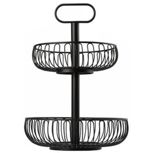 <b>Tabletop</b> 2 Tier Metal <b>Storage</b> Basket Rectangular Black Wire Rack for Kitchen Industrial Style Standing Type <b>Storage</b> Basket - Product Image 4