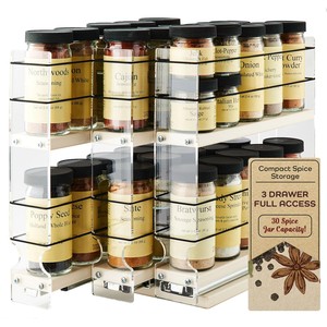 Organisateur d'épices en acrylique à 3 tiroirs, capacité de 30 bocaux, vente en gros en Inde - Product Image 1