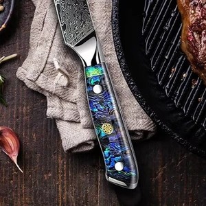 Handmade Modern Forged Extra <b>Sharp</b> Steak <b>Knife</b> Damascus Steel Blade 6-7.9in Length Ambidextrous Resin Handle 3.0mm Thickness - Product Image 2