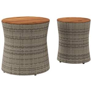 Tavolini da Giardino in Rattan PE Grigio e Marrone, Grandi e Piccoli - Product Image 6