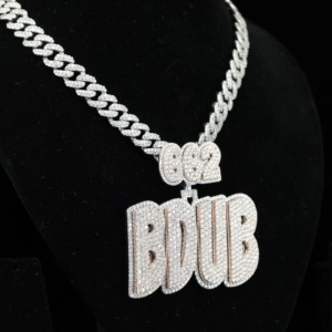 Iced Out Custom Moissanite Letter Bail <b>Pendant</b> Hip hop 925 <b>Silver</b> GRA Certified <b>Pendant</b> Custom <b>Initial</b> Letter Necklace For Men - Product Image 4