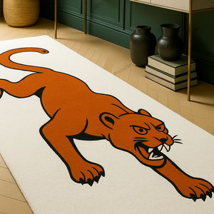 Tapis rectangulaire en viscose fait main, design animal moderne blanc et orange, pour chambre, extérieur et hôtel, lavable, pour la maison et le bureau - Product Image 1