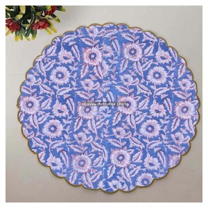Serviette de table ronde moderne imprimée à la main 100% coton Design unique pour avion, hôtels et usage domestique EN079 - Product Image 1