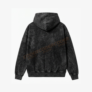 Sudadera con Capucha de Otoño de Alta Calidad, Lavada al Ácido y con Efecto Desgastado, Forrada, con Logotipo Personalizado, 100% Algodón, Tejido de Felpa, Marca CODER SPORTS - Product Image 2