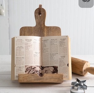 Support de livre de recettes en bois rustique inspiré de la cuisine, support pour tablette et téléphone pour comptoir de cuisine, chevalet réglable pour l'affichage des livres de cuisine - Product Image 4