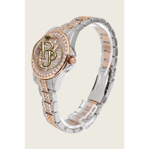 Montre de sport de luxe Rose Radiance, mouvement à quartz Shanghai, cadran en verre cristal serti de diamants, livrée en coffret pour femme - Product Image 3