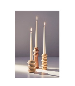 Portavelas de madera hecho a mano para decoración de la sala de estar, estilo interior vintage y arreglos decorativos elegantes - Product Image 3
