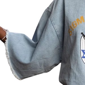 Camiseta de Mezclilla Sigma Gamma Rho para Mujer, Gris, Talla Grande, Diseño Gráfico de Hermandad Griega, Estilo Casual Urbano Vintage - Product Image 4
