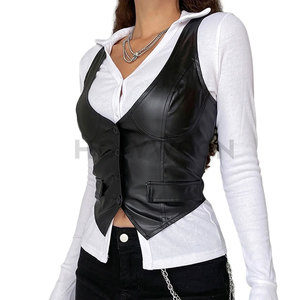 Chaleco de Cuero para Mujer, Impermeable, Ligero, Estilo Urbano, Ajuste Cómodo, Look Moderno para Uso Diario Informal - Product Image 4