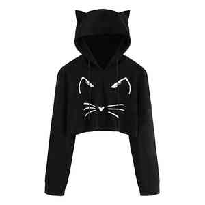 Cat Design Hoodies Women's USA Size Pullover Women For Hoodie And Sweatshirt Heavyweight Oversized Hoodie MAnufacture - Product Image 3
