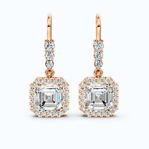 ต่างหูเพชรทรง Asscher 14K ทองคำแท้ ประดับเพชรเลี้ยงในห้องปฏิบัติการทรง Halo พร้อมใบรับรอง IGI เครื่องประดับเจ้าสาวงานแต่งงานสุดหรู ขายส่ง - Product Image 5