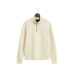 Affordable Price 100% Cotton Winter Men's Half Zip Sweatshirts New Fashion Solid Beige Color Long Sleeve Pullover Sweatshirts - Product Image 5