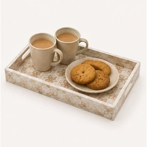 Bandeja Rectangular de Madera Sólida con Incrustaciones de Madreperla, Hecha a Mano, Ecológica, de Primera Calidad, Decorativa y de Lujo para Ramadán y Bodas - Product Image 2