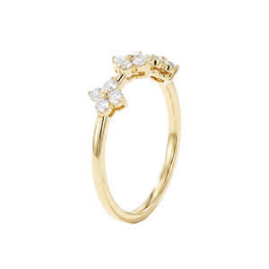 Bague empilable en or massif 9K 10K avec diamant de laboratoire rond et moissanite, motif trèfle, faite à la main, pour anniversaire - Product Image 4