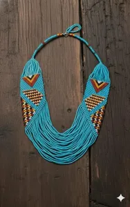 TRENDING WHOLESALE Handmade Tribal <b>Beaded</b> Jewelry <b>Set</b> | Boho Necklace, Earrings & Stick | Custom Order FOR GIFT, CHRISTMAS, - Product Image 4